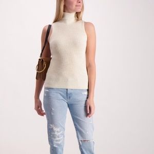 THEORY Sz S Cream Mock Neck Tank
